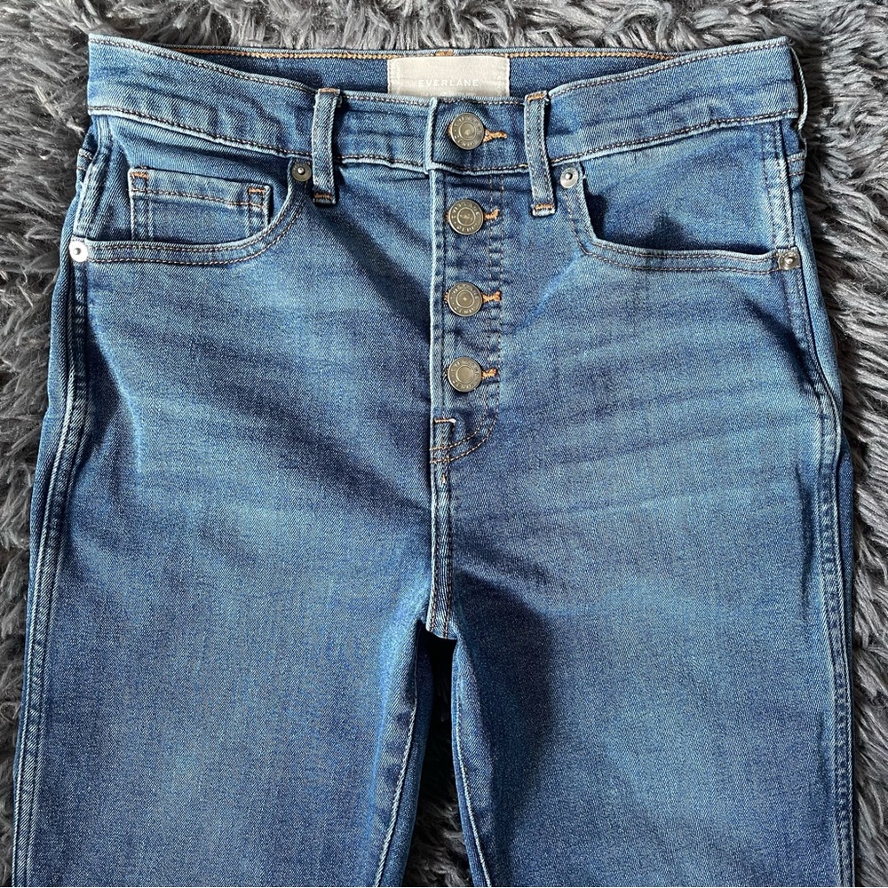 Everlane The Vintage Skinny Jean Blue Button Fly Denim Jeans Ankle Cropped 26x21